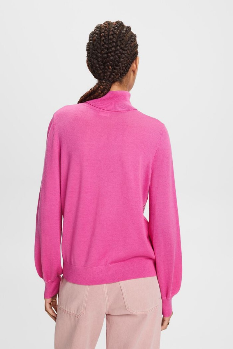 Dámské Jumpers Esprit Vlna Turtleneck Růžové Fuchsie | QVI952376