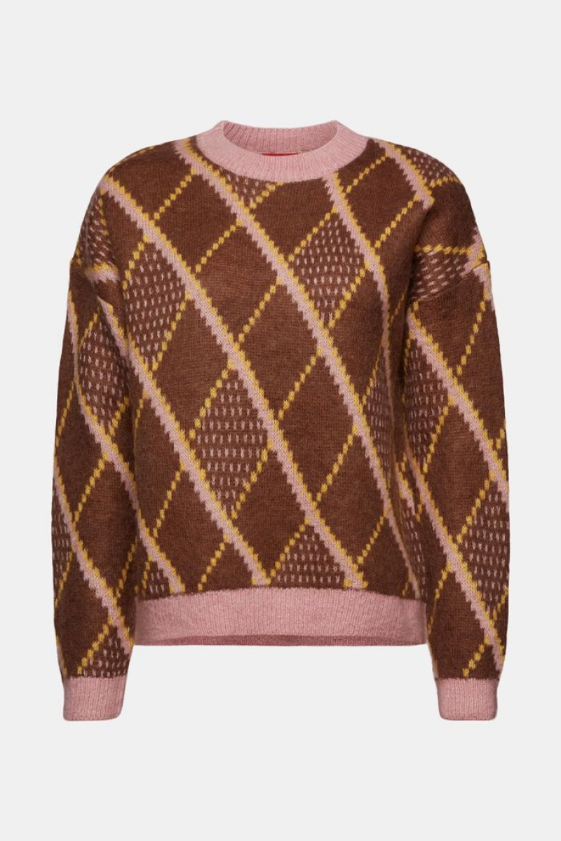 Dámské Jumpers Esprit Vlna-mohair Blend Hnědé | ICP318695
