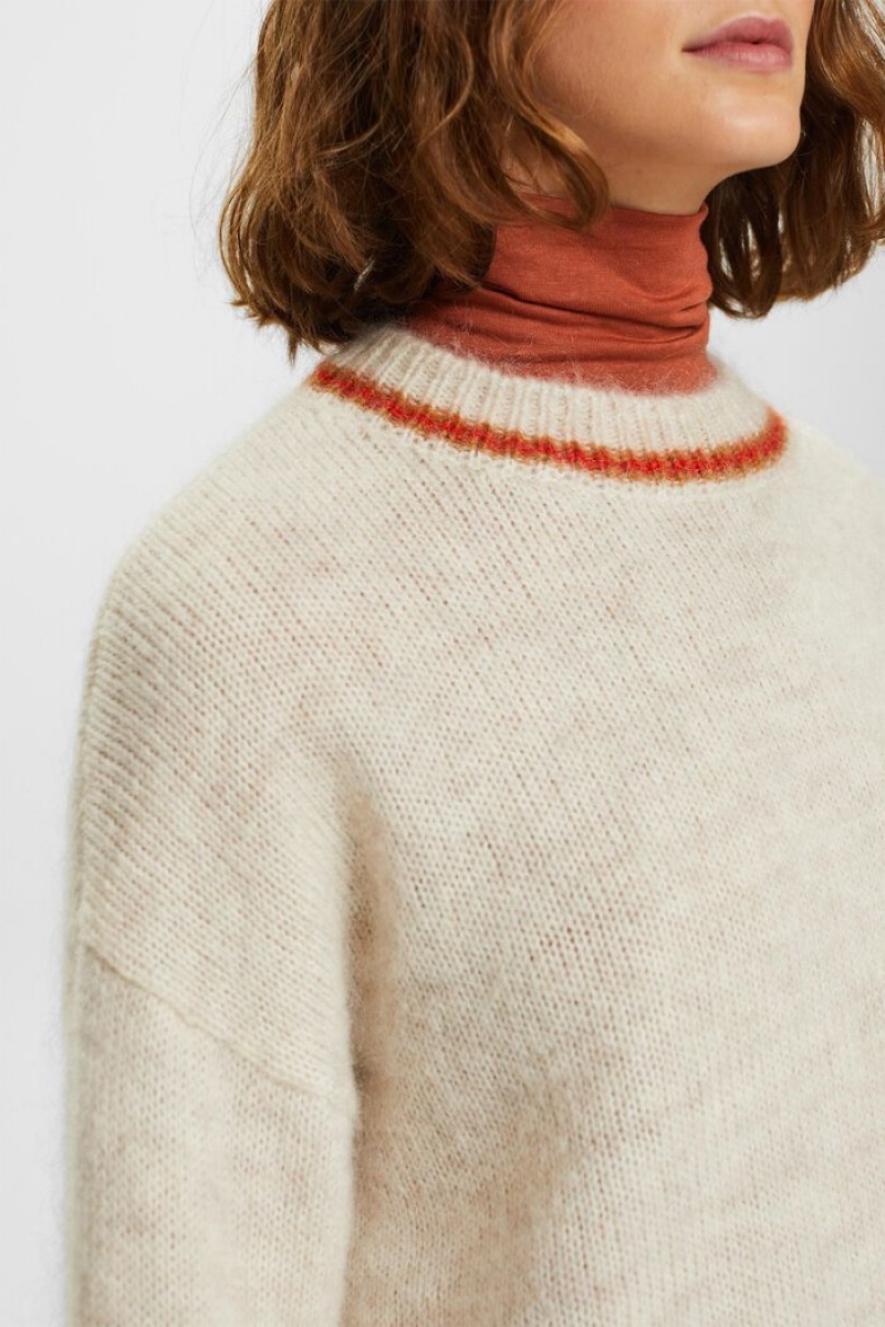 Dámské Jumpers Esprit Vlna-mohair Blend Krém Béžový | QAT894671