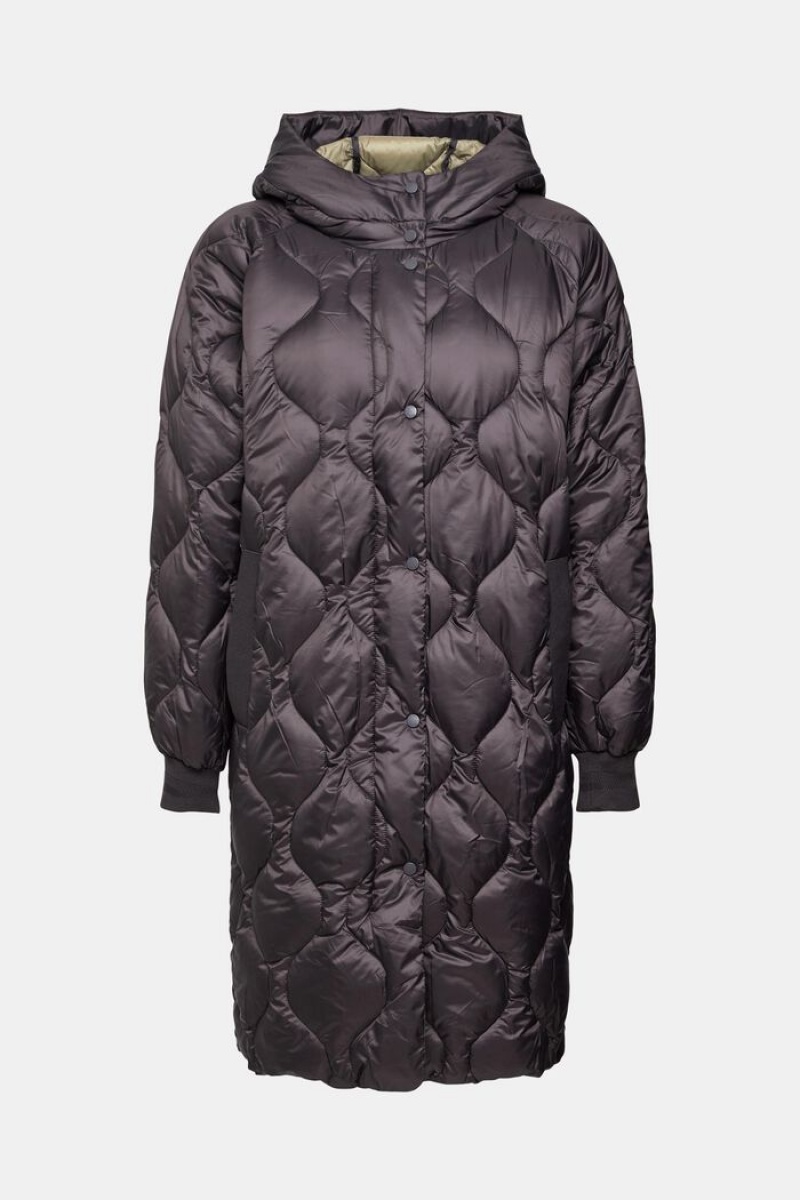 Dámské Kabáty Esprit Prošívaný With Contrast Lining Tmavě Šedé | ZOE687431