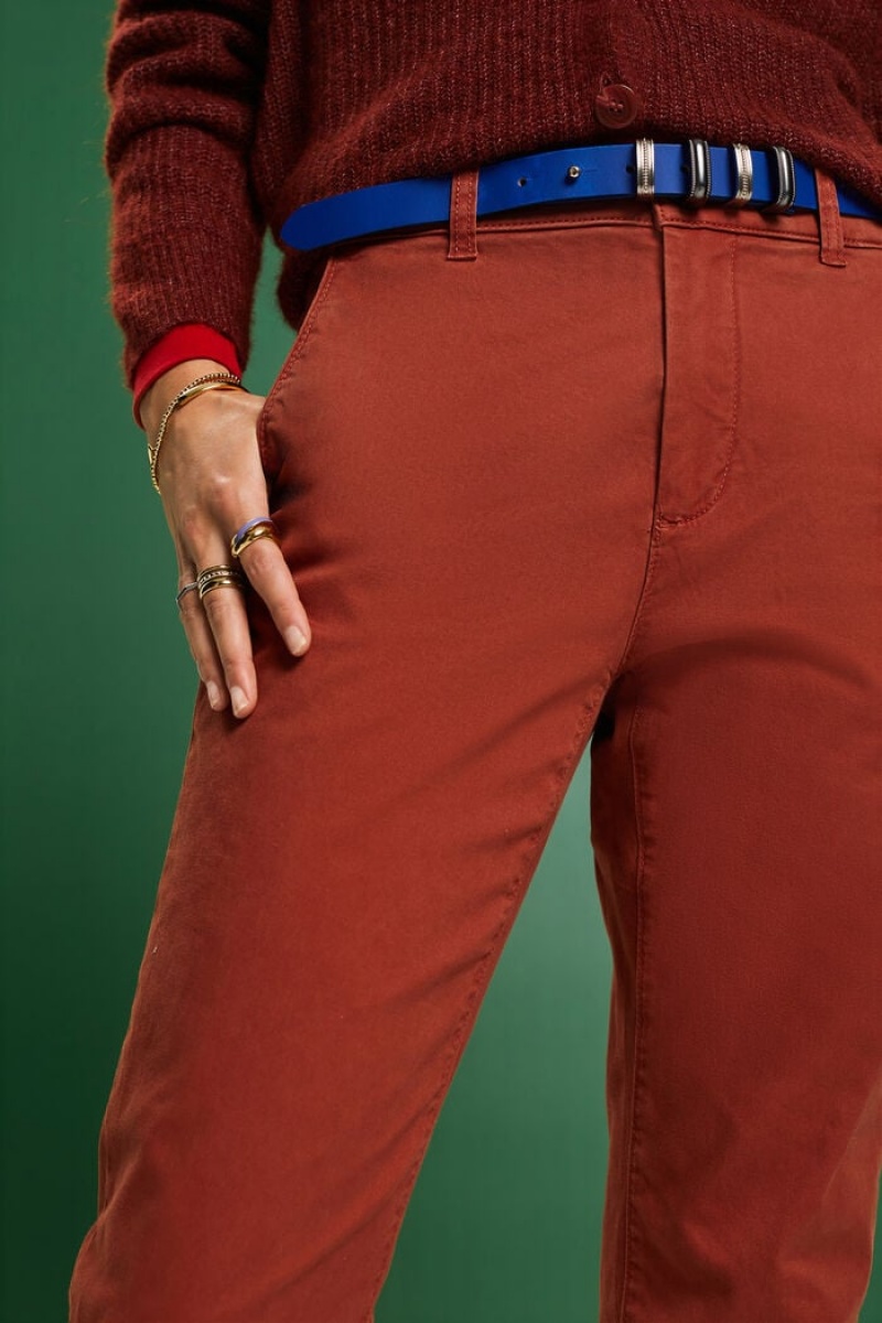 Dámské Kalhoty Esprit Basic Chino Červené Hnědé | HXF810736