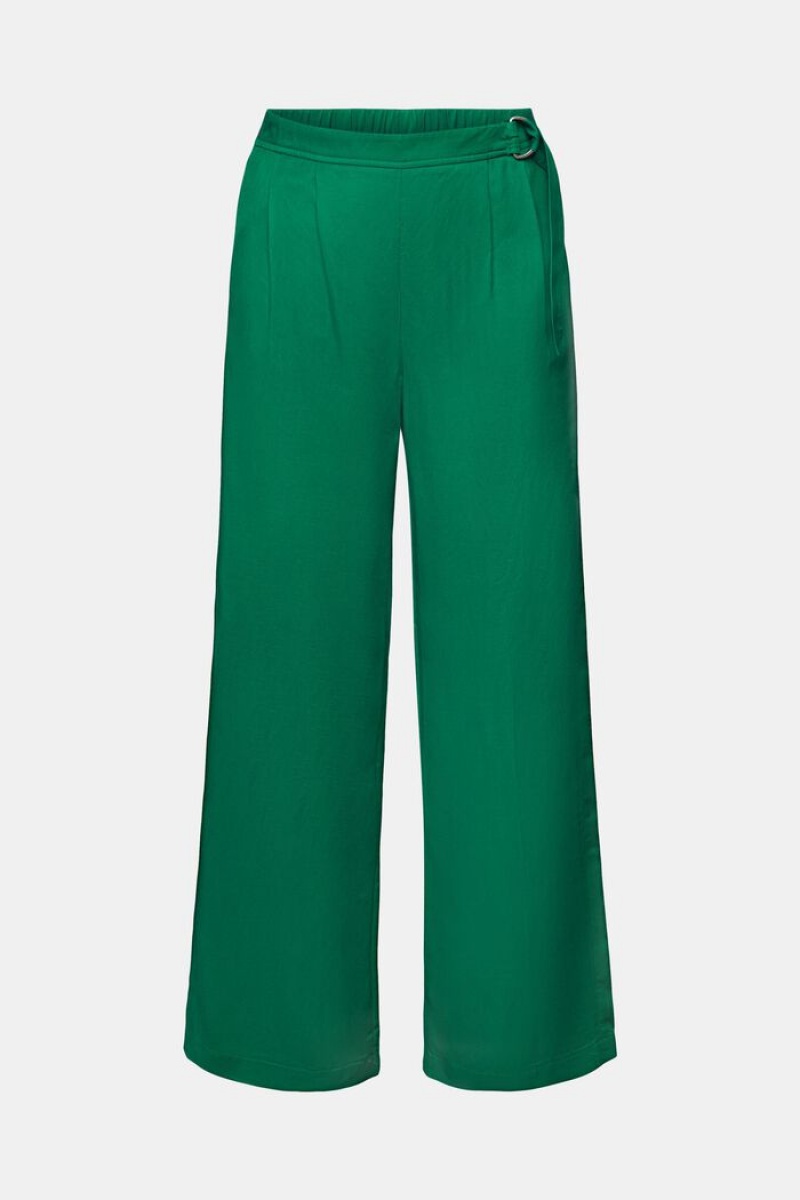 Dámské Kalhoty Esprit Belted Woven Široké Leg Tmavě Zelene | ZIO076829