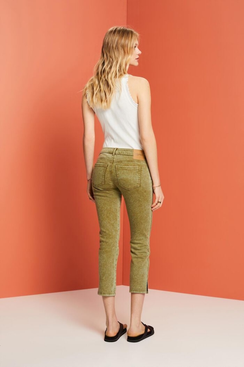 Dámské Kalhoty Esprit Capri Twill Zelene | NRB609837