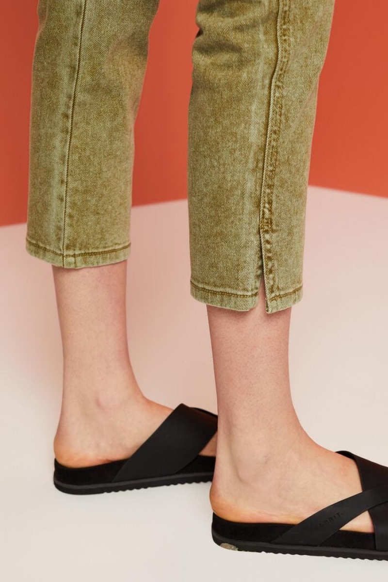 Dámské Kalhoty Esprit Capri Twill Zelene | NRB609837