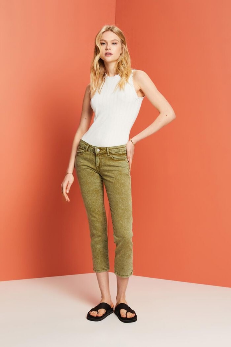 Dámské Kalhoty Esprit Capri Twill Zelene | NRB609837