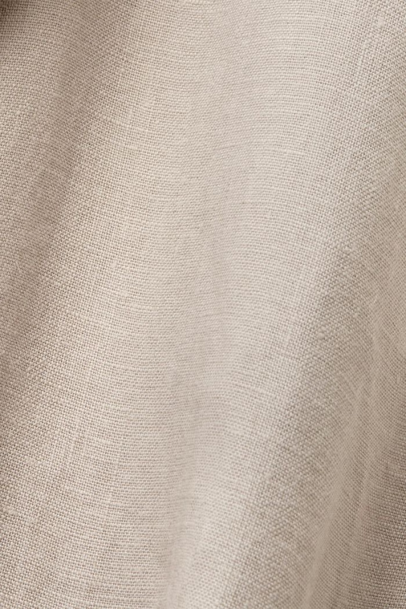 Dámské Kalhoty Esprit Cropped Linen Světle Šedé Hnědé | CIM429035