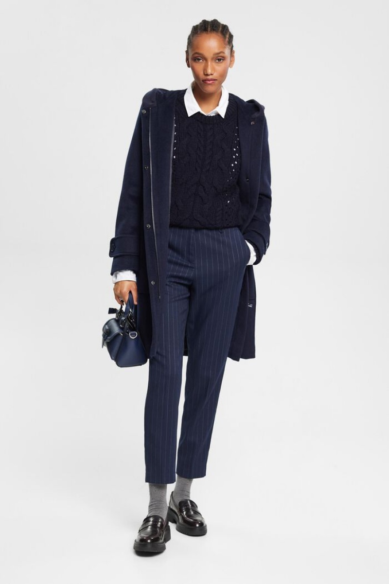 Dámské Kalhoty Esprit Cropped Pinstripe Tmavě Blankyt | CVU175826