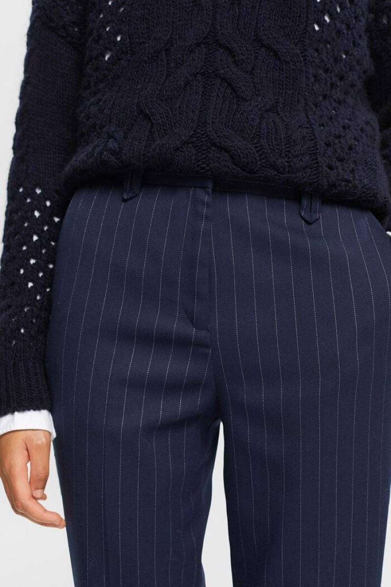 Dámské Kalhoty Esprit Cropped Pinstripe Tmavě Blankyt | CVU175826