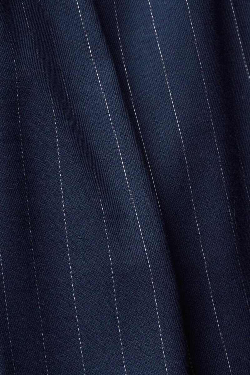 Dámské Kalhoty Esprit Cropped Pinstripe Tmavě Blankyt | CVU175826