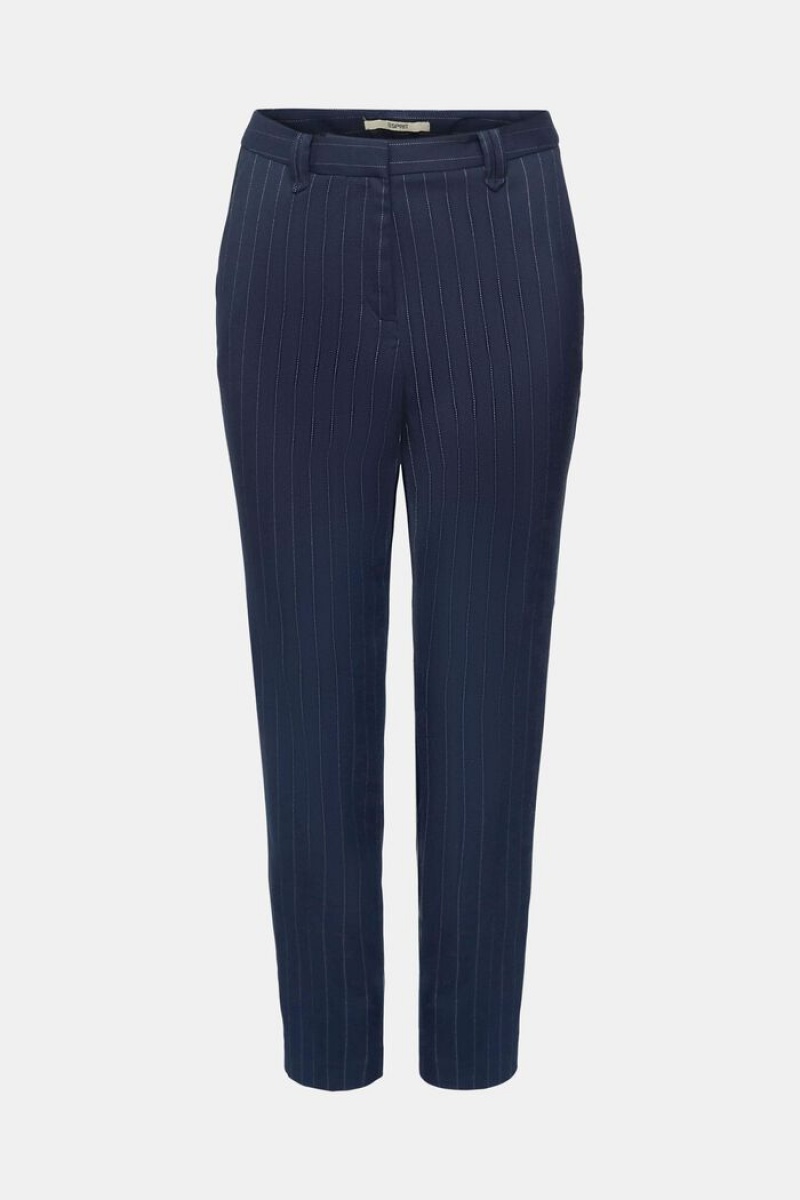 Dámské Kalhoty Esprit Cropped Pinstripe Tmavě Blankyt | CVU175826