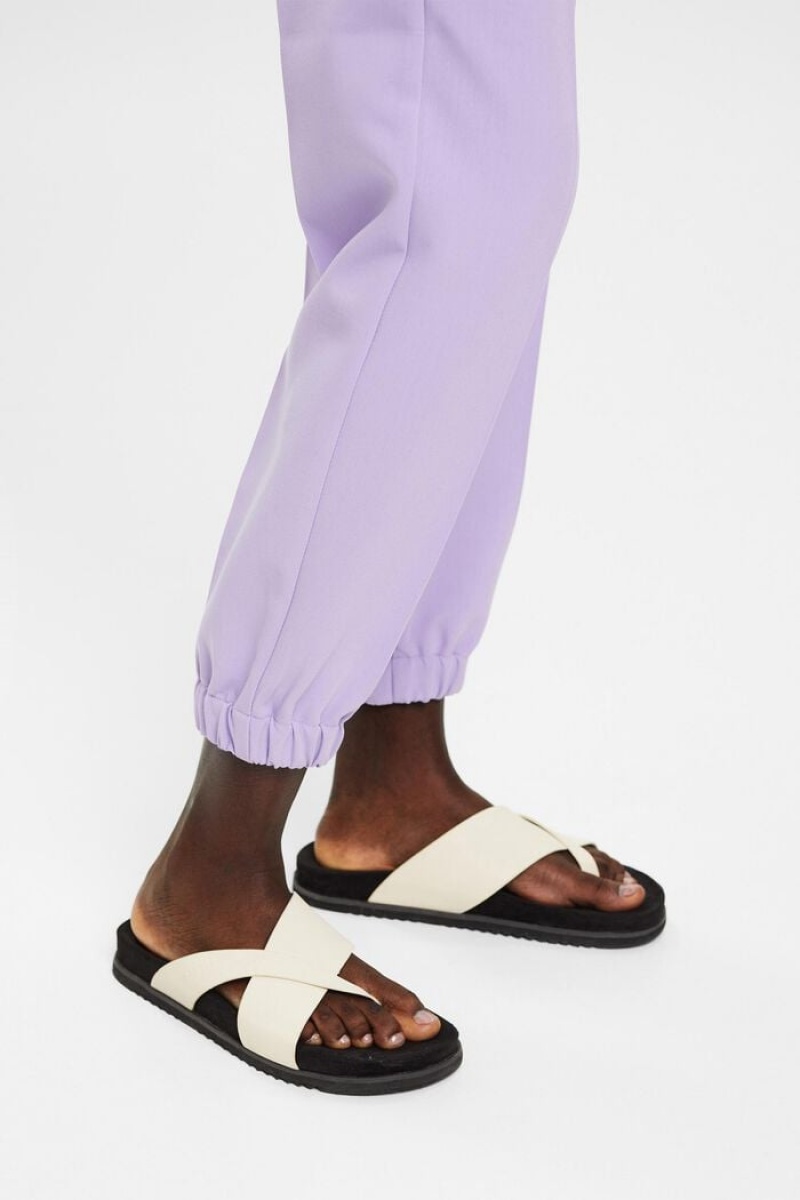 Dámské Kalhoty Esprit Cropped With Elasticated Leg Cuffs Levandule | HPZ765280