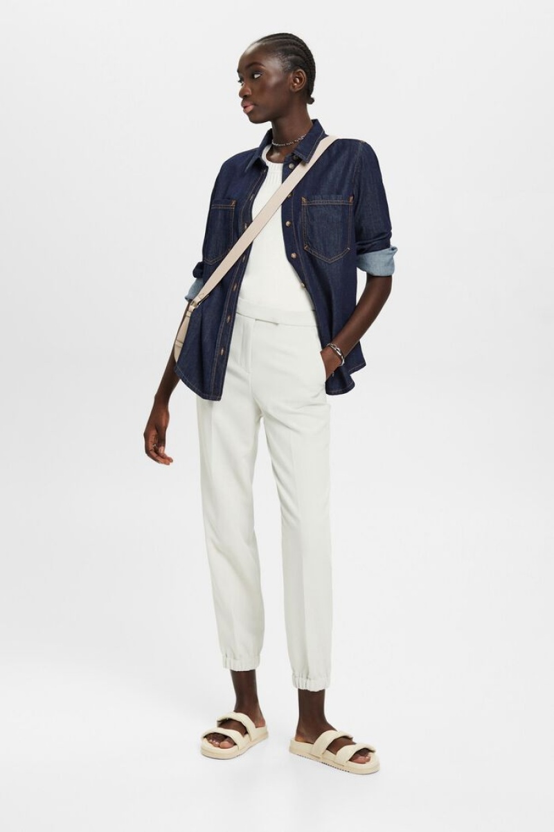 Dámské Kalhoty Esprit Cropped With Elasticated Leg Cuffs Šedé | JQR458609