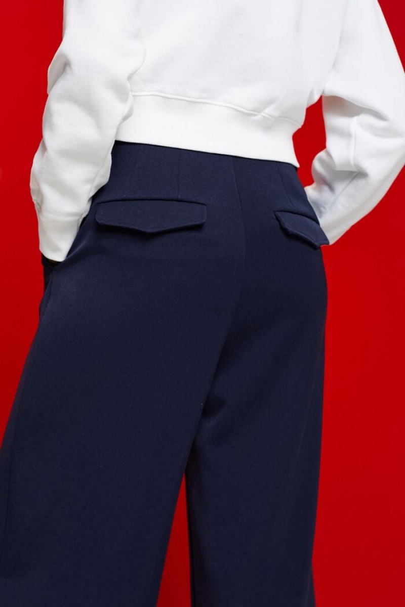 Dámské Kalhoty Esprit Culotte With Blended Viscose Tmavě Blankyt | MEP537612