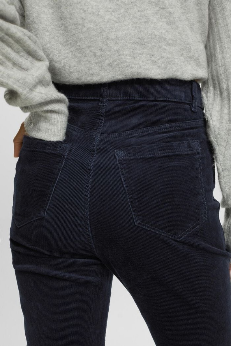 Dámské Kalhoty Esprit High-rise Bootcut Fit Corduroy Tmavě Blankyt | EUT092413