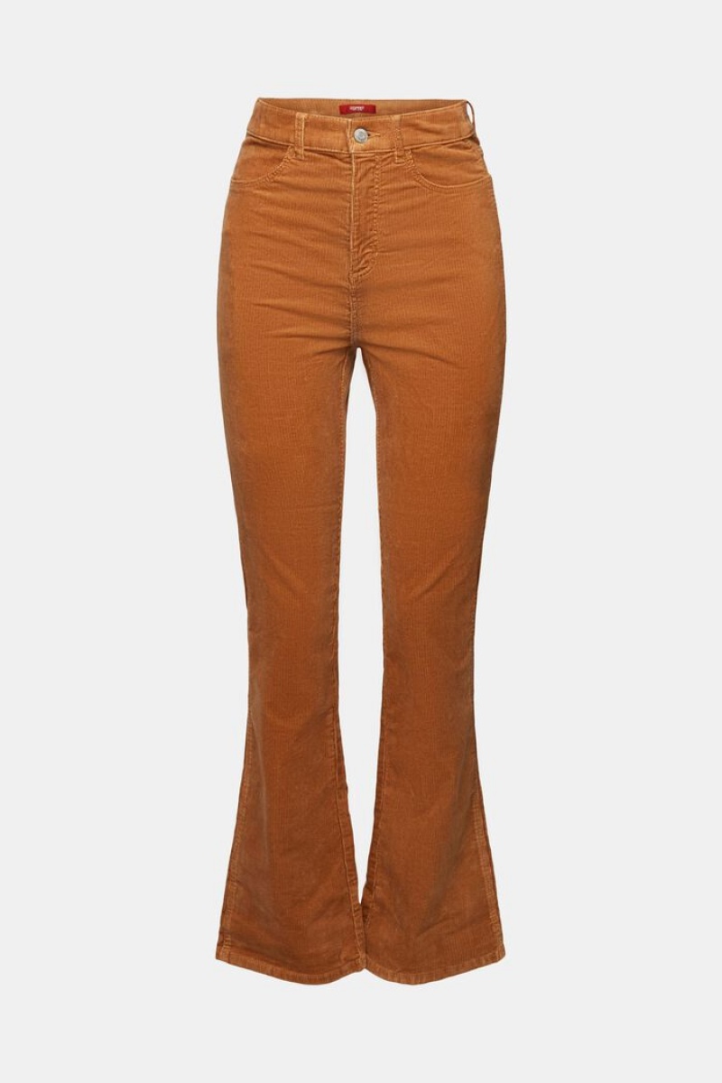 Dámské Kalhoty Esprit High-rise Bootcut Fit Corduroy Hnědé | UTH271984