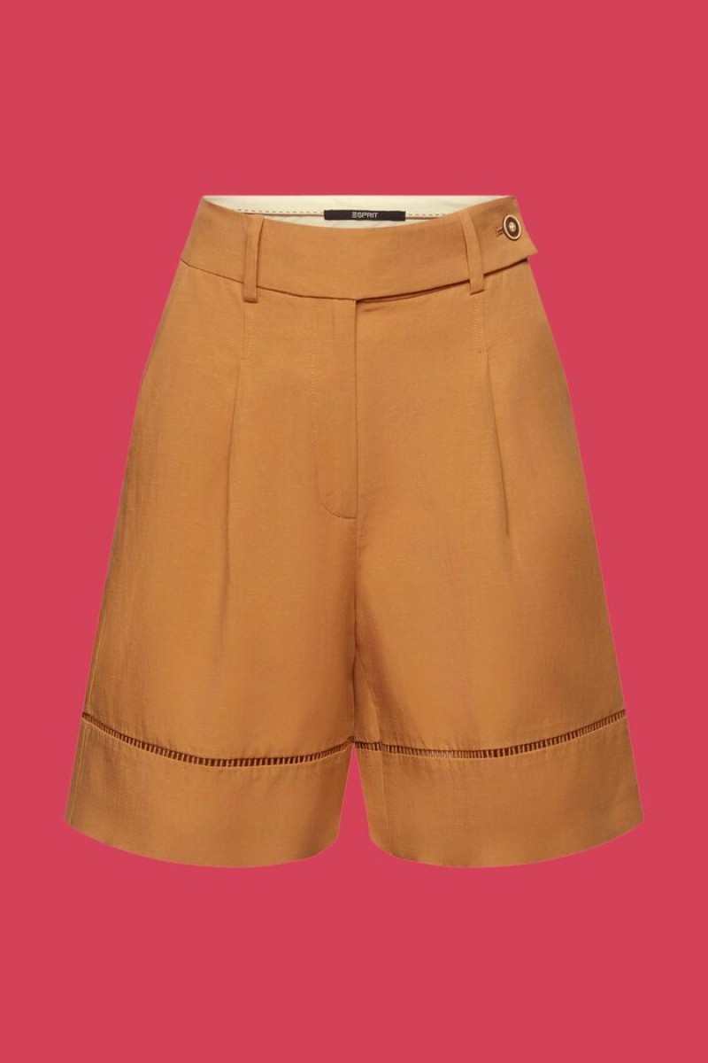 Dámské Kraťasy Esprit Bermuda With Bobbin Krajkové Hnědé | RES086735