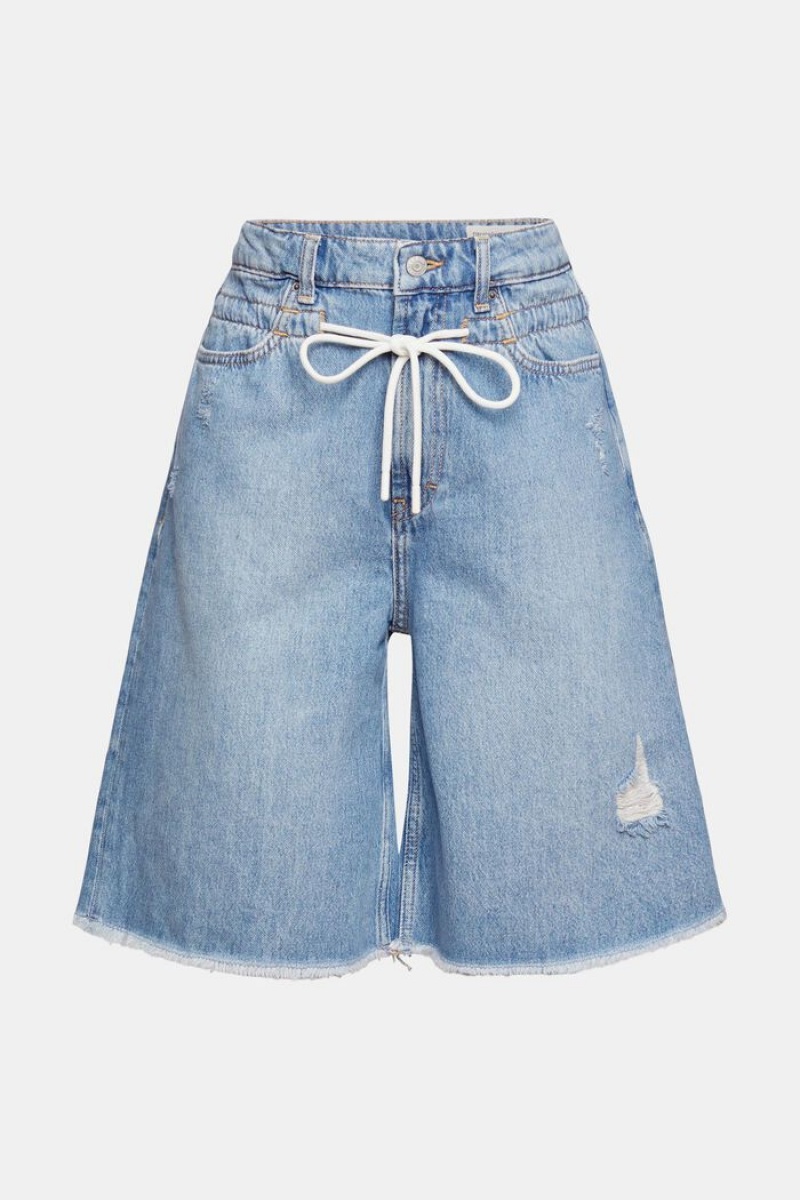 Dámské Kraťasy Esprit Drawstring Denim Blankyt | FDN624731