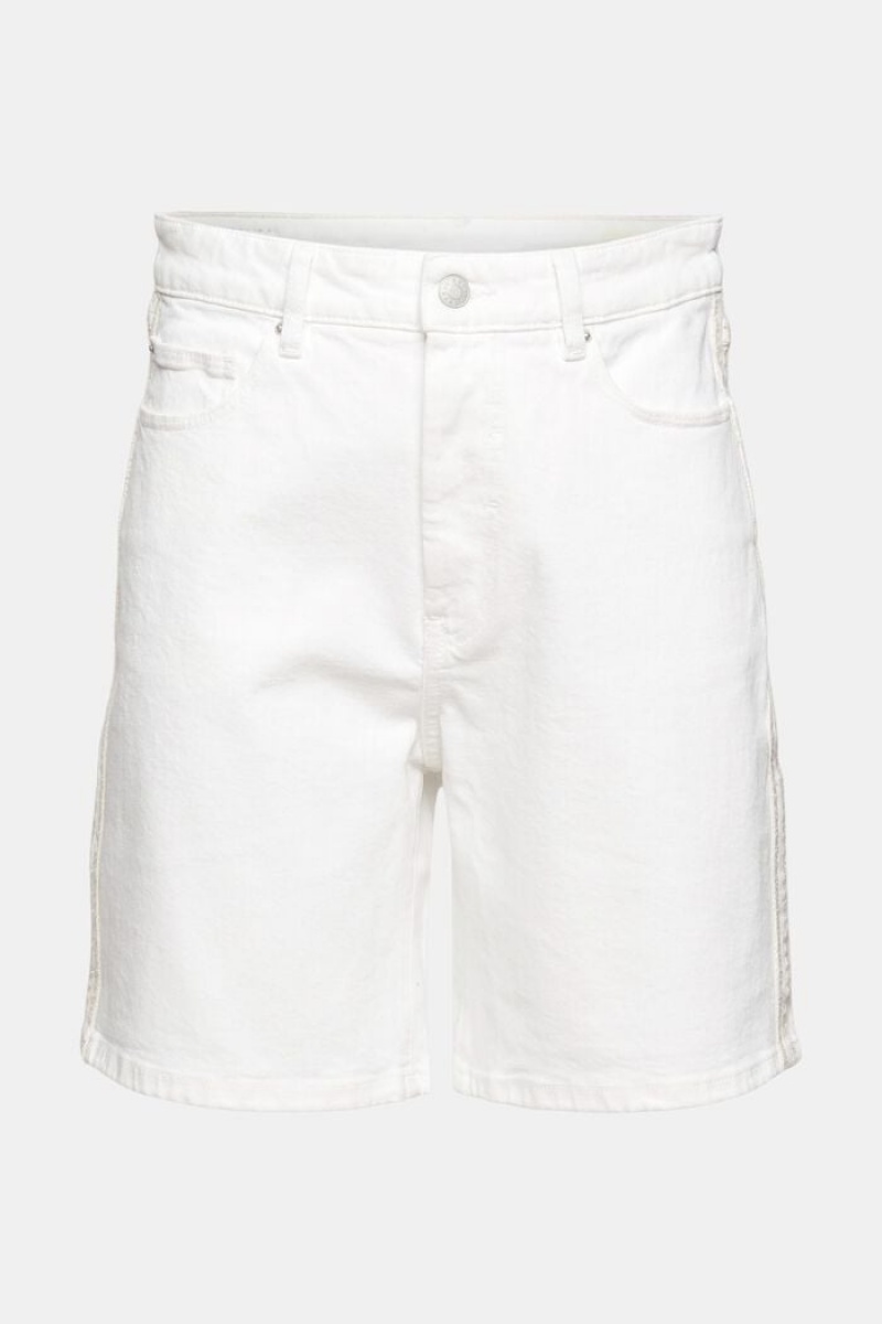 Dámské Kraťasy Esprit High-waisted Denim Bílé | UNZ215069