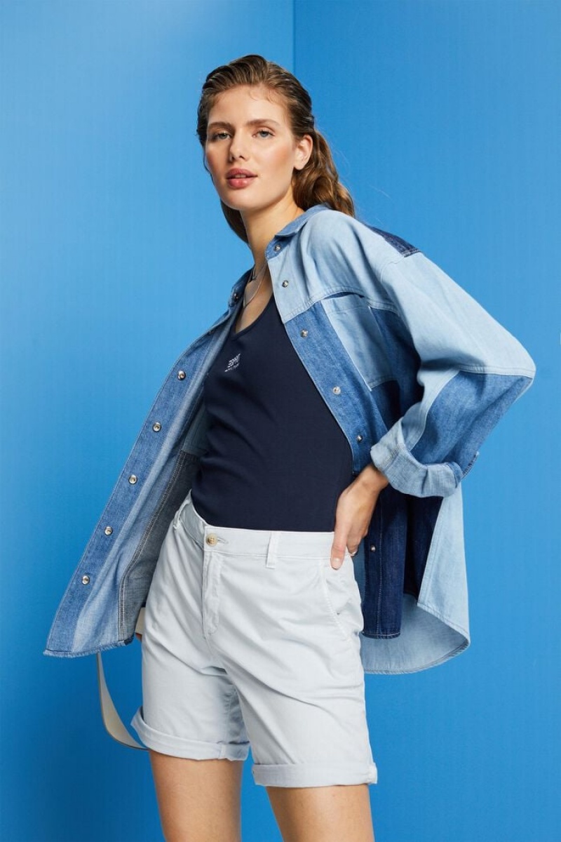 Dámské Kraťasy Esprit With Braided Raffia Světle Blankyt | TRS149287