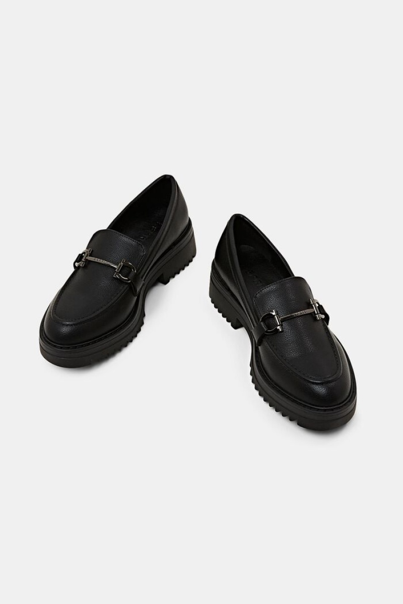 Dámské Loafers Esprit Veganské Læder Platformy Černé | KXO542361