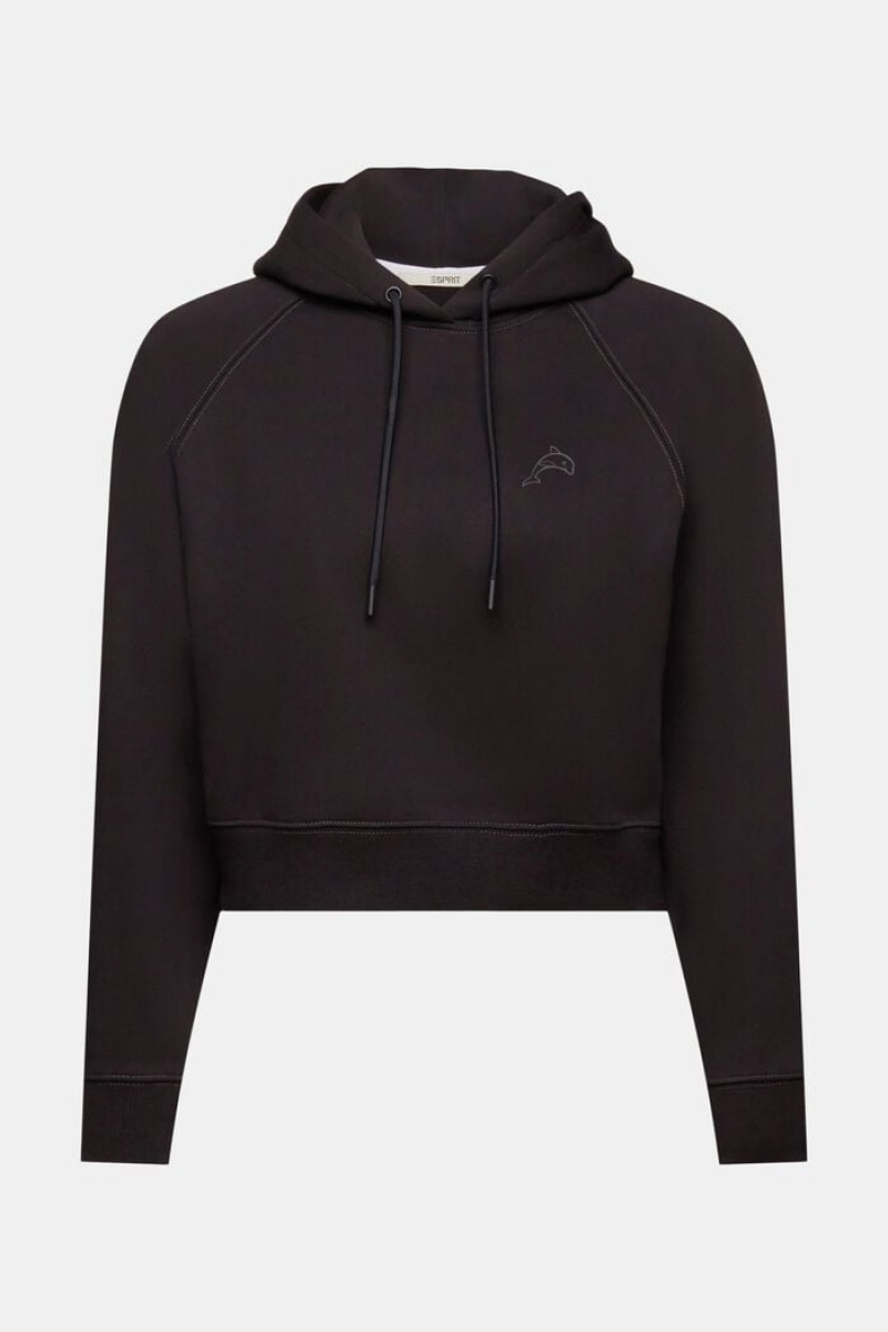 Dámské Mikina s Kapucí Esprit Cropped With Dolphin Logo Černé | PCL027345