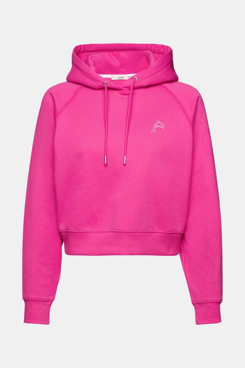 Dámské Mikina s Kapucí Esprit Cropped With Dolphin Logo Růžové Fuchsie | FYQ564379