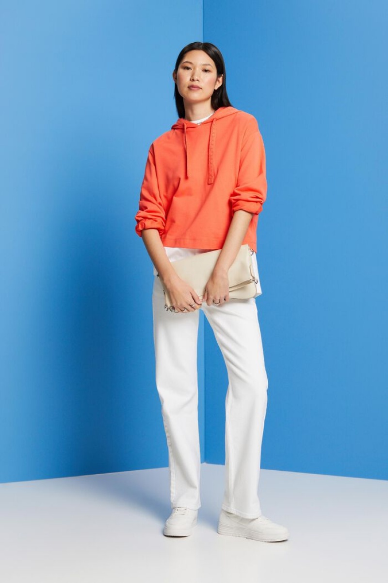 Dámské Mikina s Kapucí Esprit Embroidery Koralove Oranžové | FEY062184