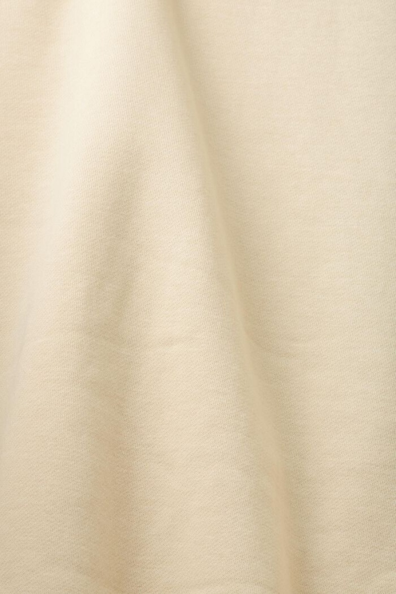 Dámské Mikina s Kapucí Esprit Logo Fleece Béžový | YBA095861