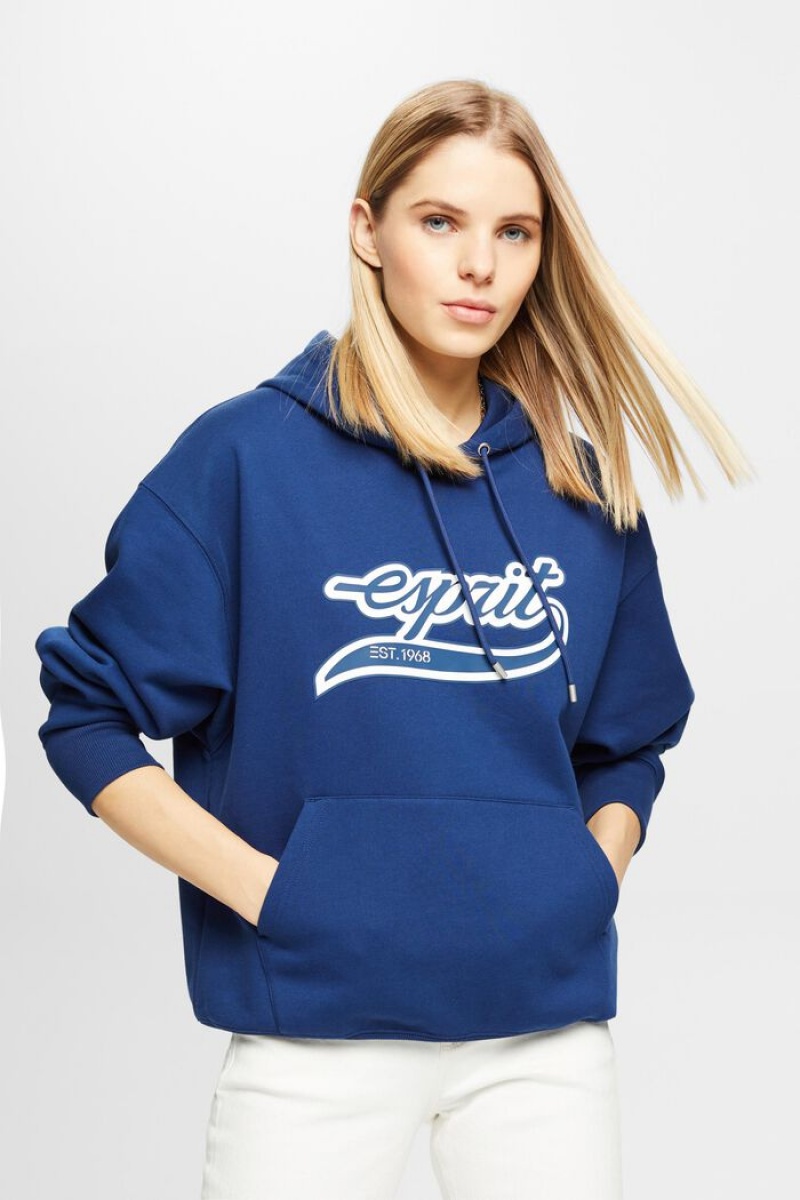 Dámské Mikina s Kapucí Esprit Logo Fleece Blankyt | URQ940283