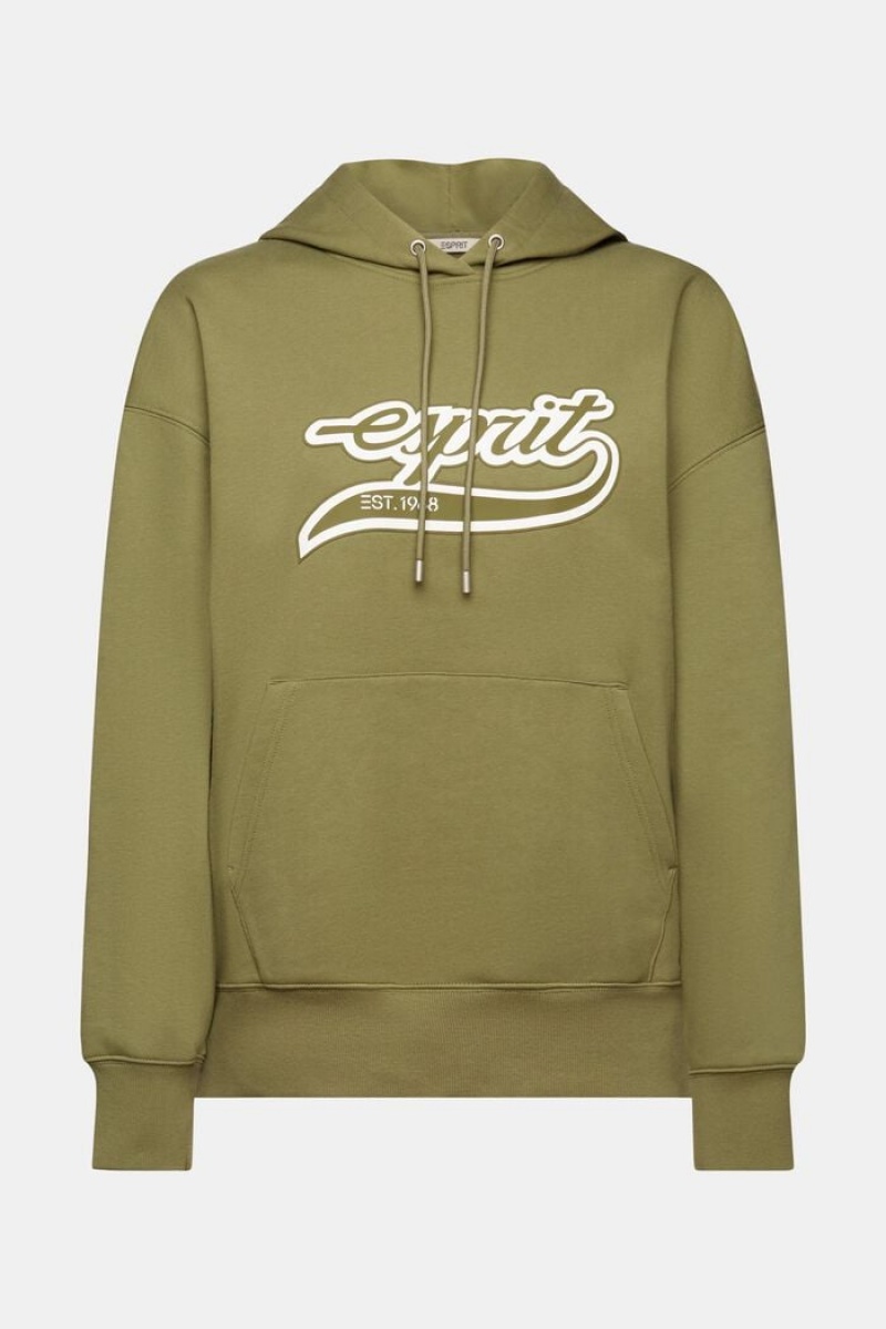 Dámské Mikina s Kapucí Esprit Logo Fleece Olivy Zelené | OCY687210