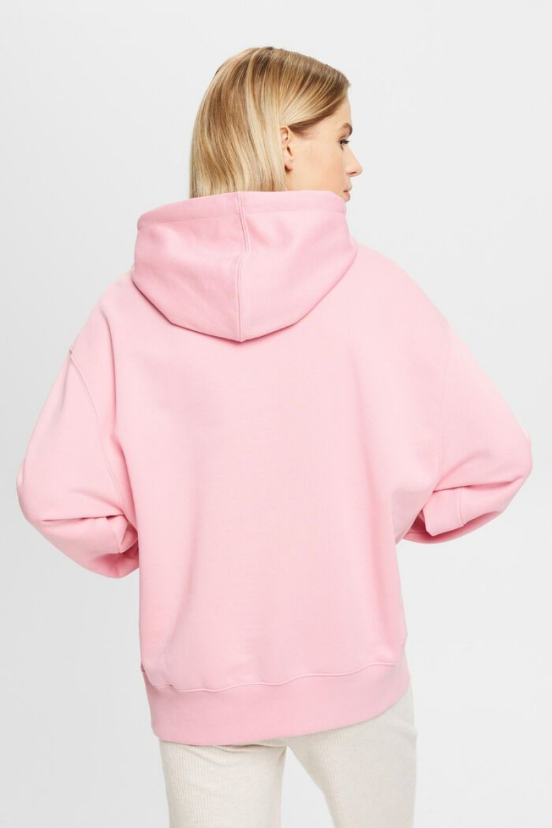 Dámské Mikina s Kapucí Esprit Logo Fleece Růžové | EVN139428