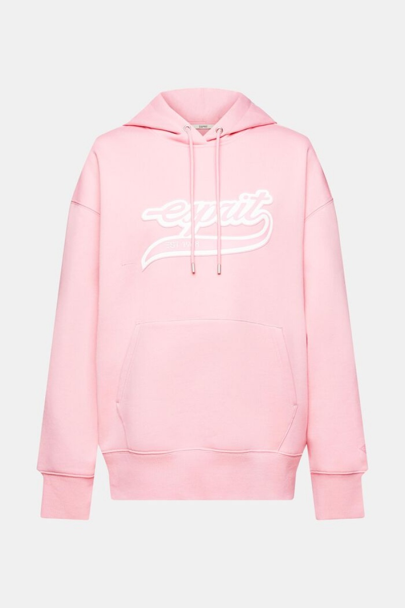 Dámské Mikina s Kapucí Esprit Logo Fleece Růžové | EVN139428