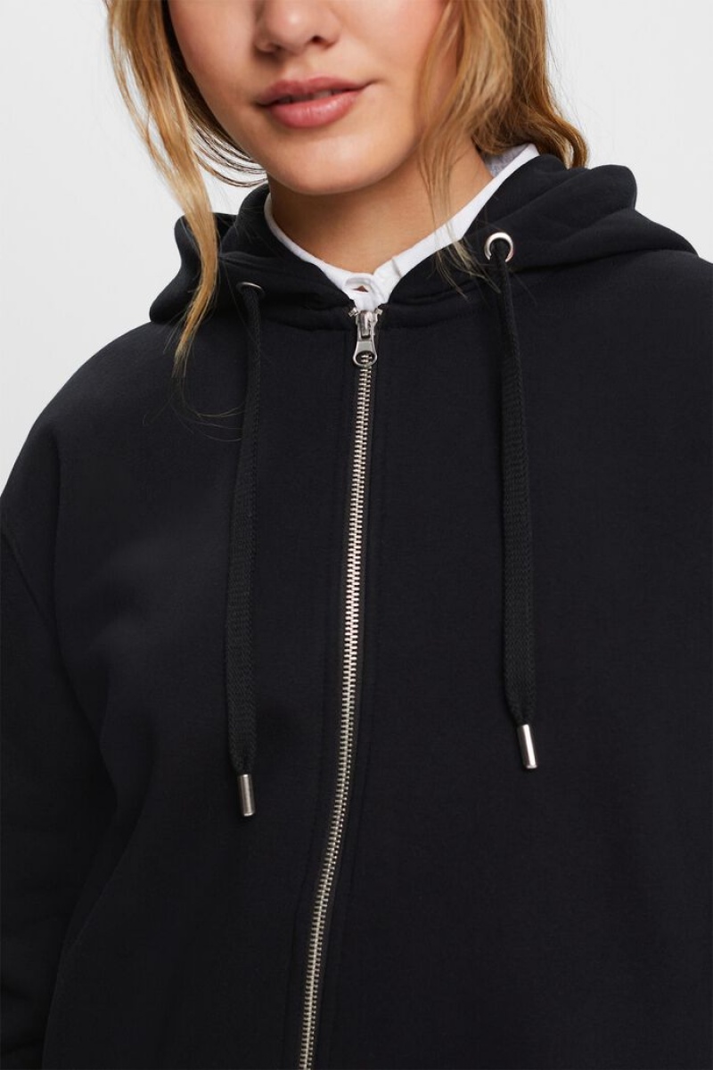 Dámské Mikina s Kapucí Esprit Recycled: Oversized Na Zip Černé | FCG536184