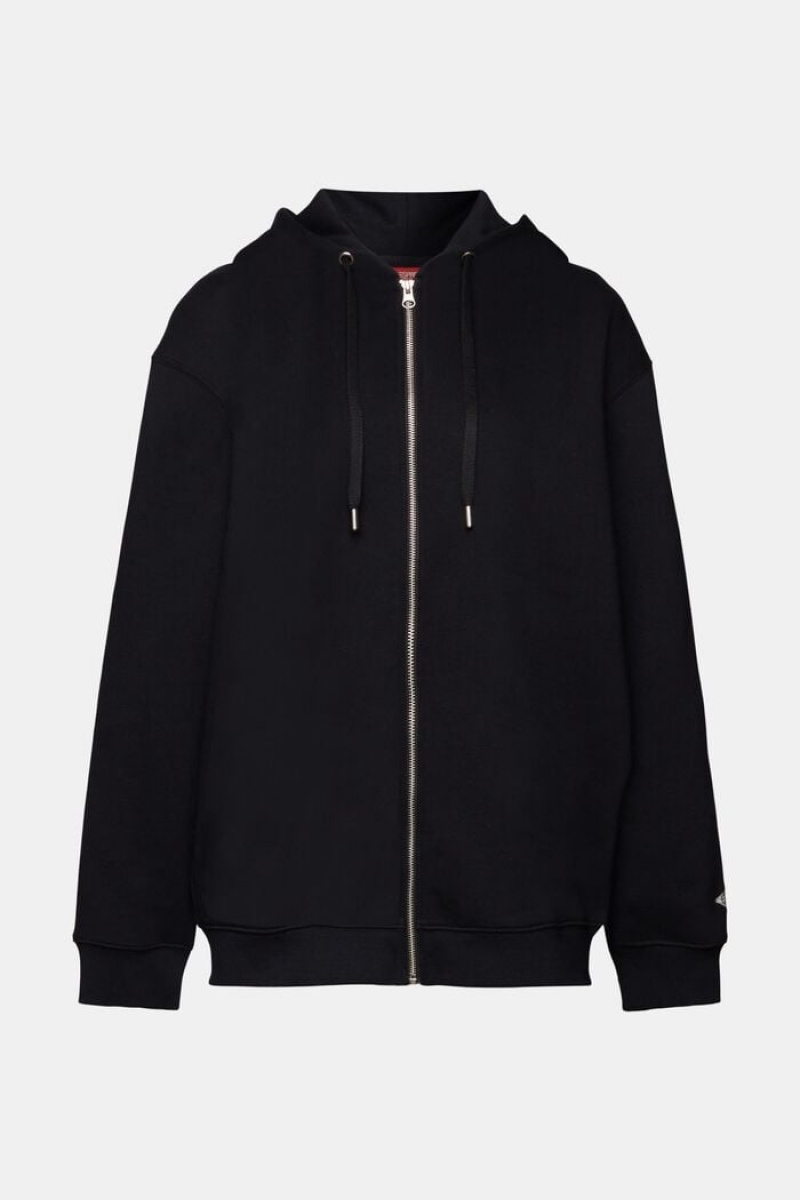 Dámské Mikina s Kapucí Esprit Recycled: Oversized Na Zip Černé | FCG536184