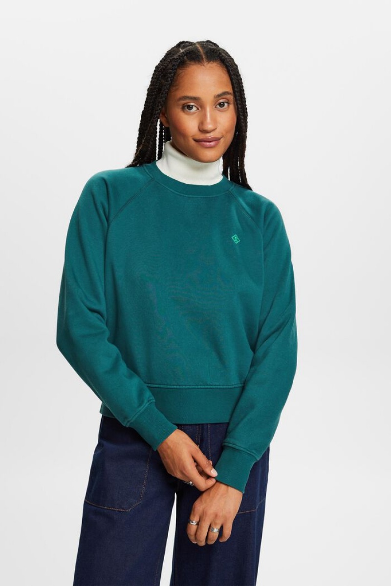 Dámské Mikiny Esprit Logo Tyrkysové Zelene | QEH251397