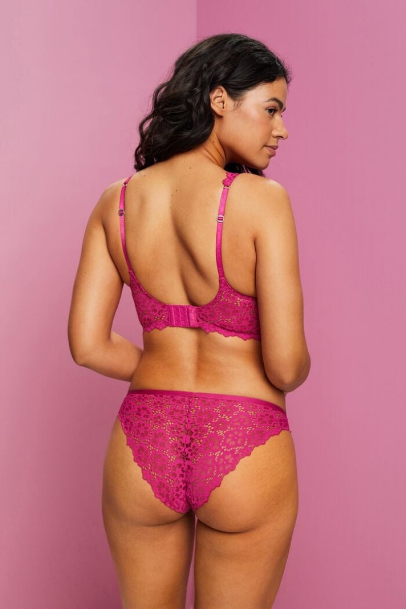 Dámské Noční Prádlo Esprit Floral Krajkové Bralette Růžové Fuchsie | NDG835794