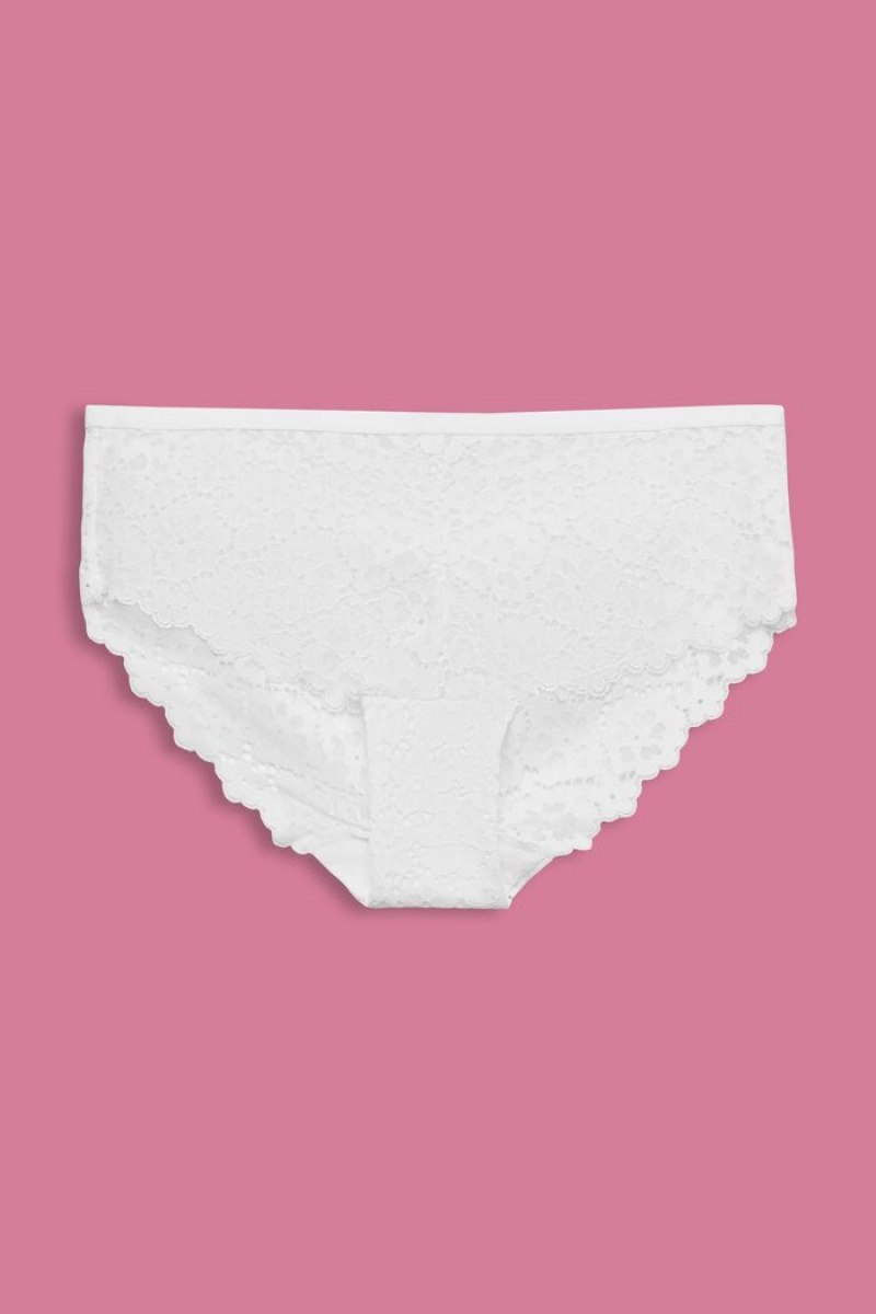 Dámské Noční Prádlo Esprit Floral Krajkové Hipster Bílé | LEN540237