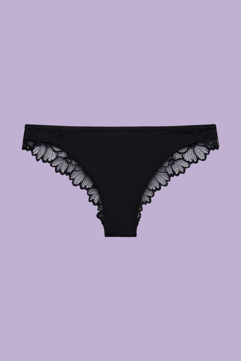 Dámské Noční Prádlo Esprit Flower Krajkové Brazilian Černé | RVJ158639