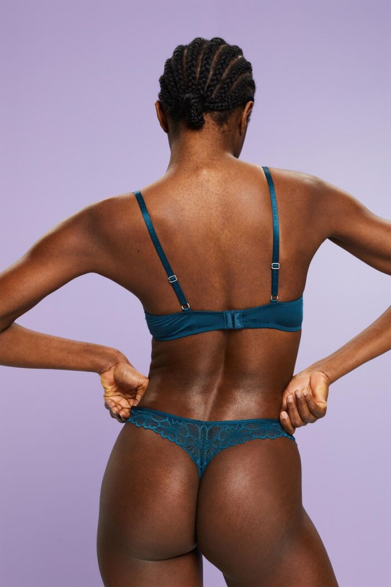 Dámské Noční Prádlo Esprit Flower Krajkové Brazilian Hipster String Blankyt | PMX107532