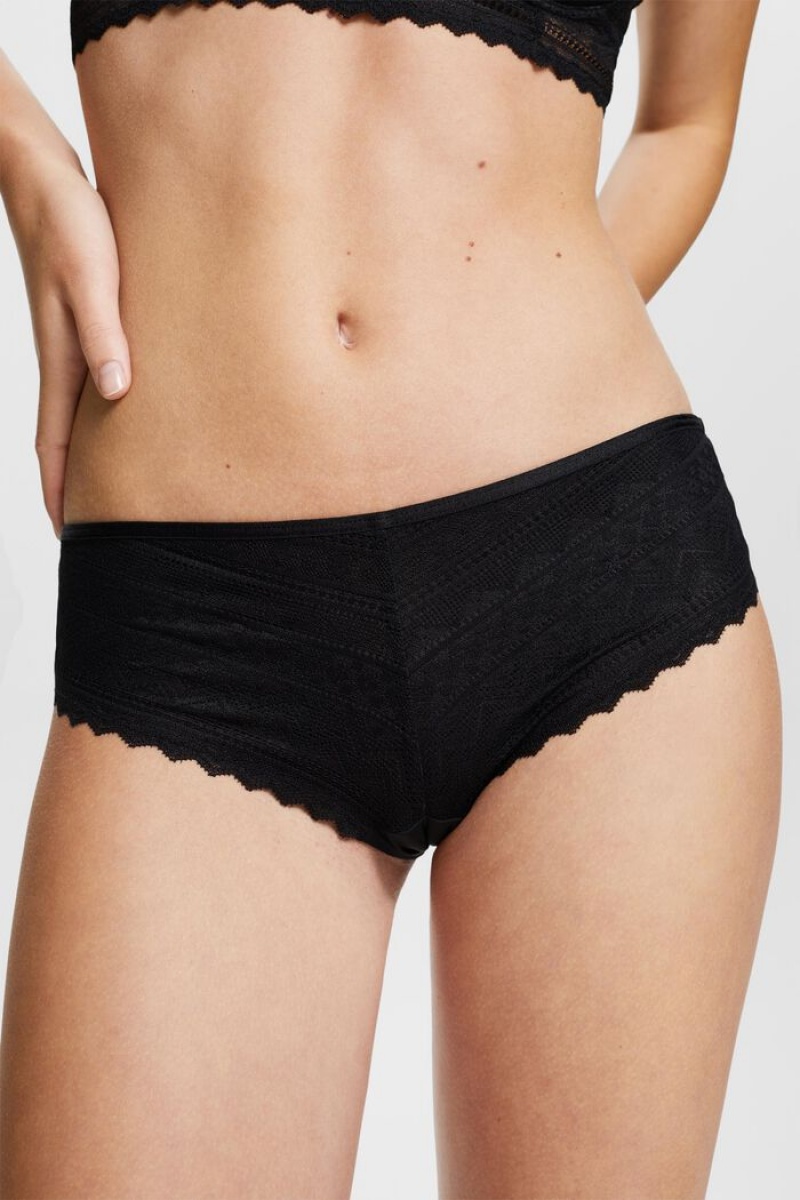 Dámské Noční Prádlo Esprit Grafická Krajkové Brazilian Hipster Černé | ZHU783015