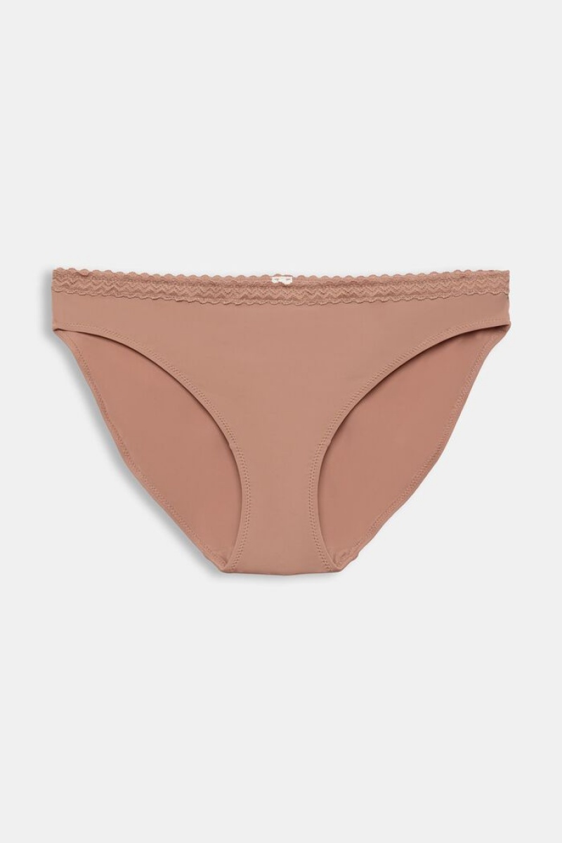 Dámské Noční Prádlo Esprit Hipster Krajkové Band Microfiber Béžový | QAW795418