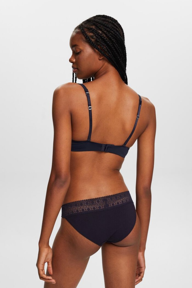 Dámské Noční Prádlo Esprit Krajkové Trim Push Up Bra Tmavě Blankyt | HUE602594