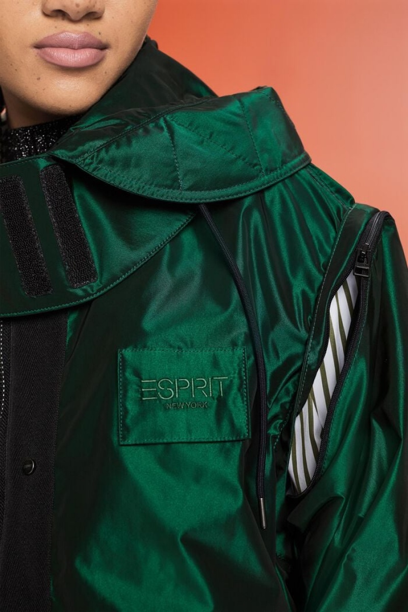 Dámské Parka Esprit Metallic S Kapucí Zelene | HPQ572694