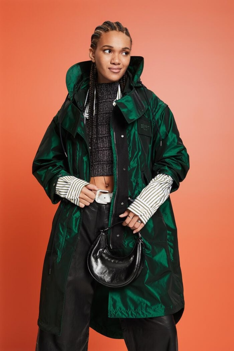 Dámské Parka Esprit Metallic S Kapucí Zelene | HPQ572694