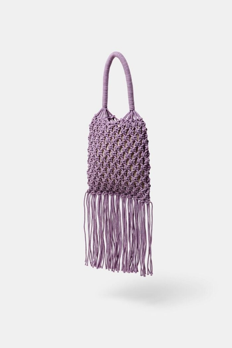 Dámské Přebalovací Tašky Esprit Pruhovaný Tasseled Crochet Fialové | PYL856730