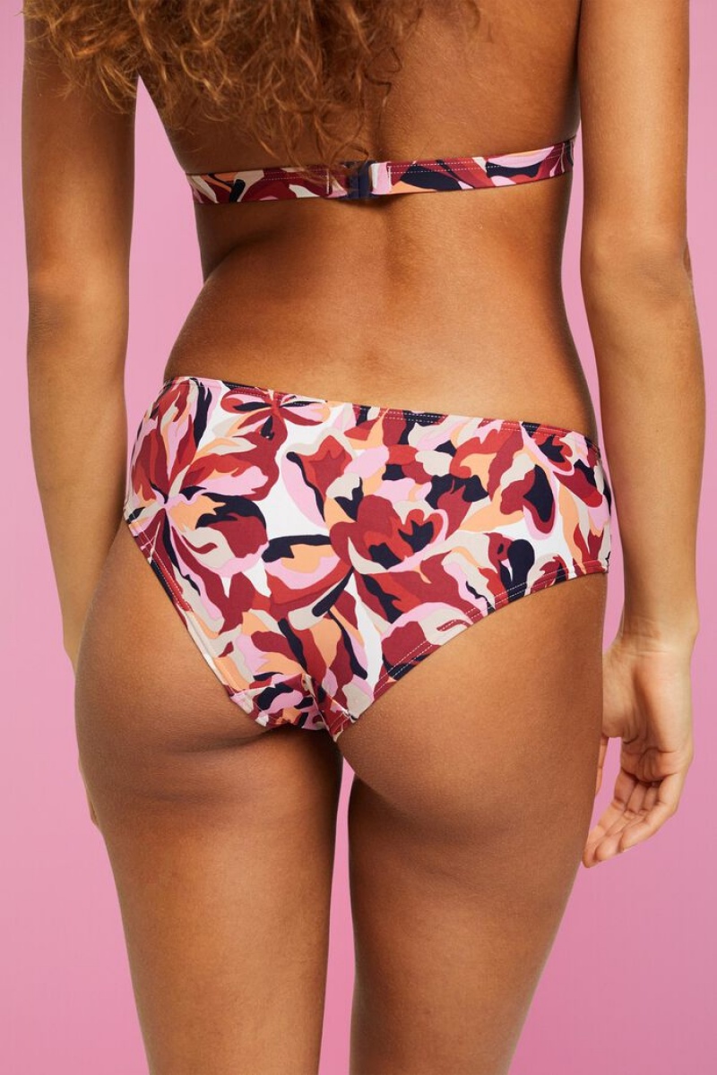Dámské Plavky Esprit Hipster-style With Floral Print Tmavě Červené | EJU584017