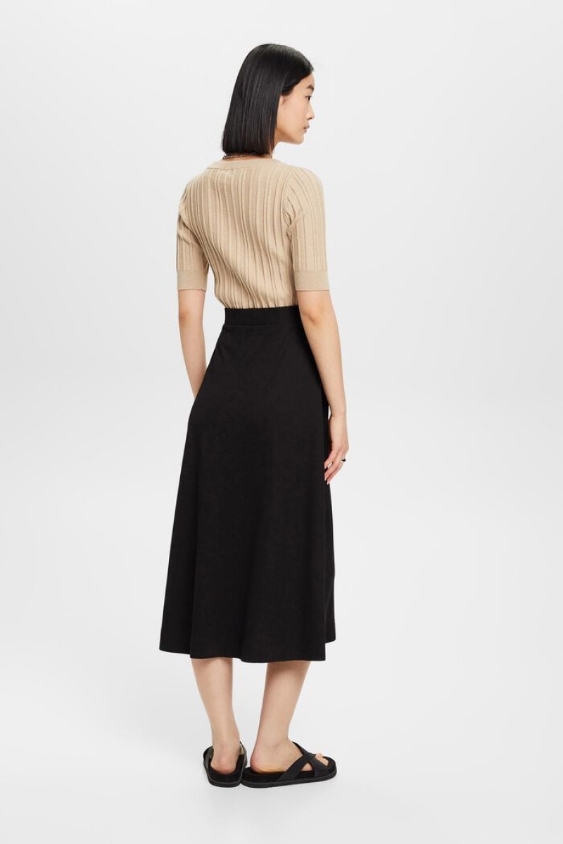 Dámské Sukně Esprit Asymmetric Midi Černé | SMJ978035