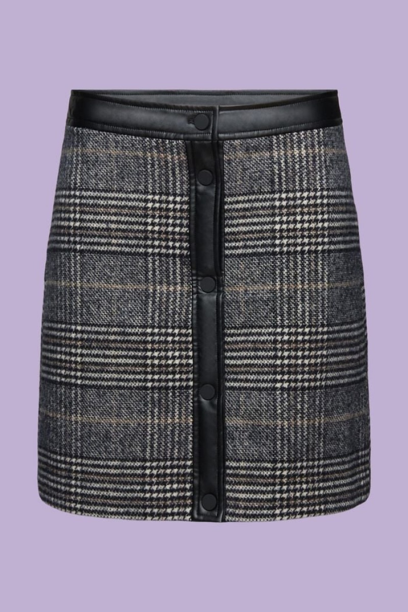 Dámské Sukně Esprit Checked Bouclé Mini Černé | HJX978326