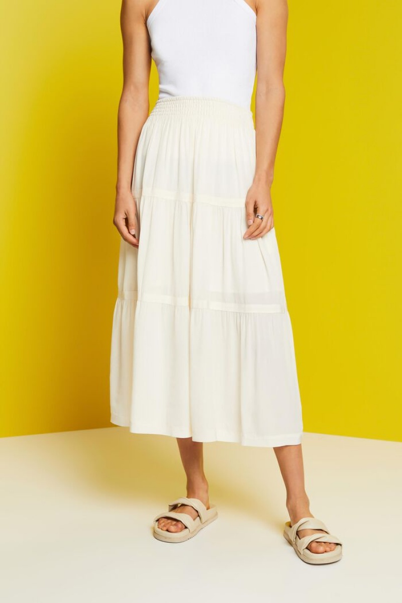 Dámské Sukně Esprit Classic Midi Bílé | WRX531642