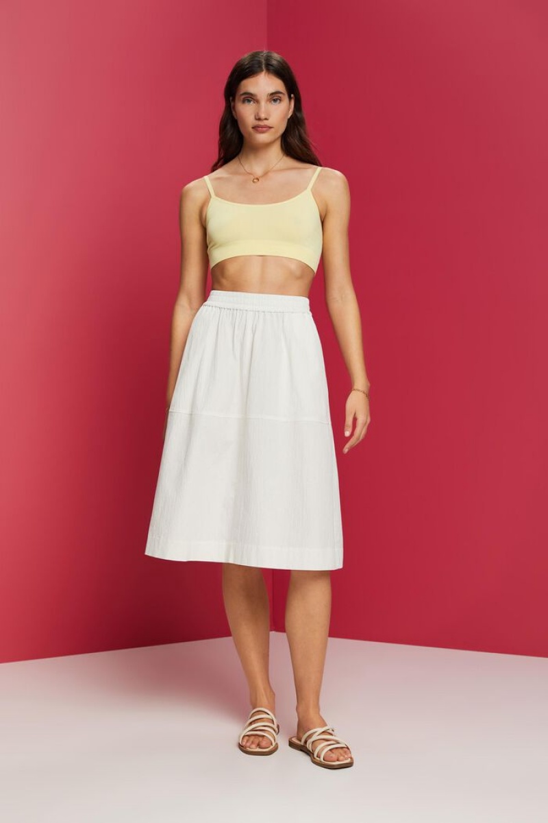 Dámské Sukně Esprit Crinkled Bavlněné Bílé | BEL812496